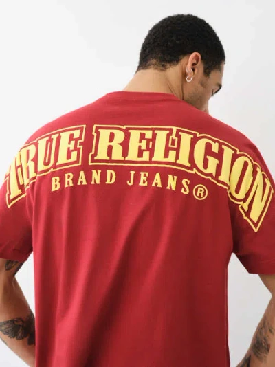 True Religion Men's Logo Overseam Puff T T-shirt In Red