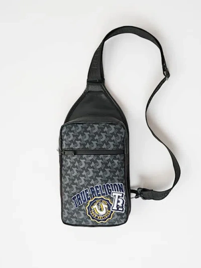 True Religion Men's Logo Patch Sling Bag In Black