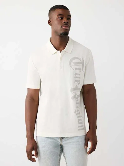 True Religion Men's Logo Piqué Polo Shirt In White