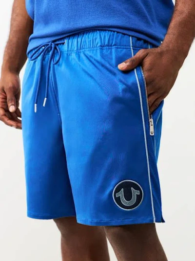 True Religion Men's Mesh Block Satin Short In Blue
