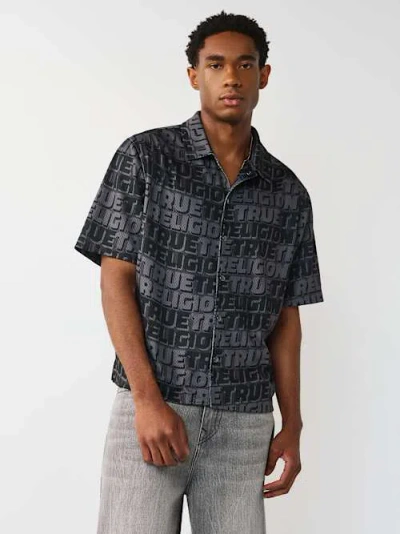 True Religion Men's Mesh Logo Shirt In Black
