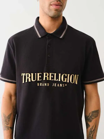 True Religion Men's Metallic Logo Polo Shirt