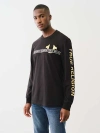 True Religion Foil Taping Long Sleeve Cotton Graphic T-shirt In Black
