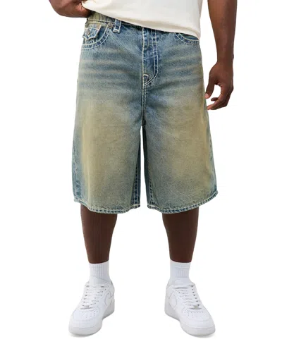 True Religion Men's Mikey Super T Flap Baggy Shorts, 12" Inseam In Blue