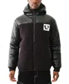 True Religion Men's Mixed Media Zip-front Hooded Jacket In Jet Black