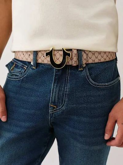 True Religion Men's Monogram Logo Belt In Brown