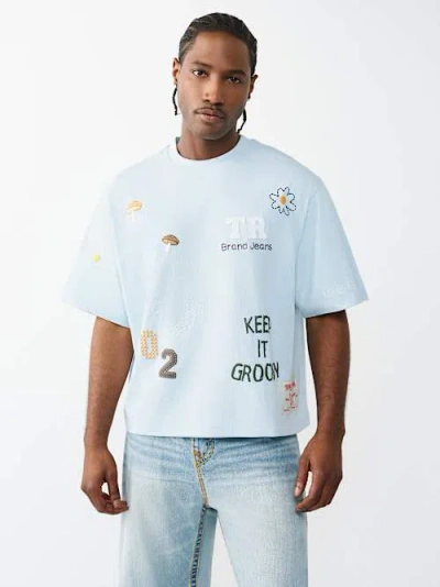 True Religion Men's Multi-logo Heavyweight Boxy T-shirt In Blue