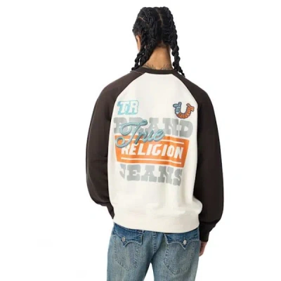 True Religion Men's Multi-logo Raglan Crewneck Sweatshirt In White