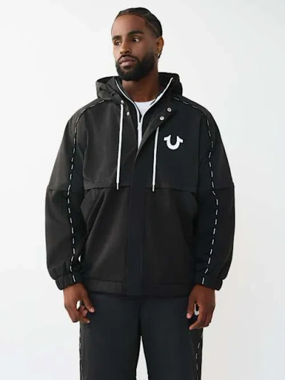 True Religion Men's Nylon Fleece Zip-off Jacket In Black