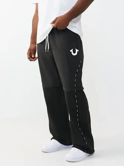 True Religion Men's Nylon Fleece Zip-off Sweatpant In Black