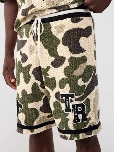 True Religion Men's Open Knit Crochet Camo Short In Multi