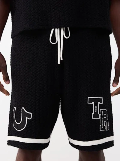 True Religion Men's Open Knit Crochet Short In Black