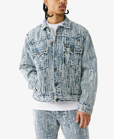 True Religion Men's Oversized Distressed Rope Stitch Jacket In Blue