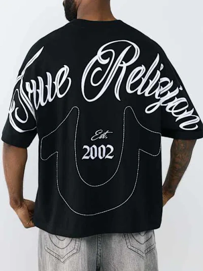 True Religion Men's Oversized Heavyweight Script T-shirt In Black