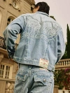 True Religion Super T Oversize Logo Appliqué Denim Jacket In Blue