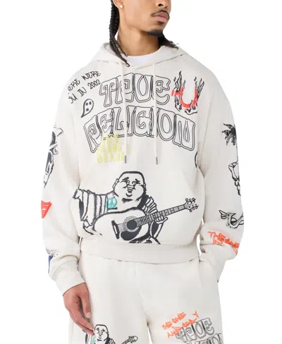 True Religion Men's Oversized Loose-fit Hoodie Sweatshirt In White
