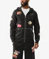 True Religion Patch Zip Hoodie In Jet Black