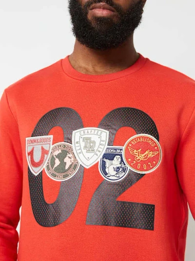 True Religion Men's Patch Crew Sweatshirt In Red