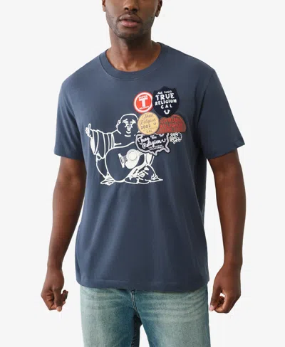 True Religion Men's Patch Rinse Short Sleeve T-shirt In Blue