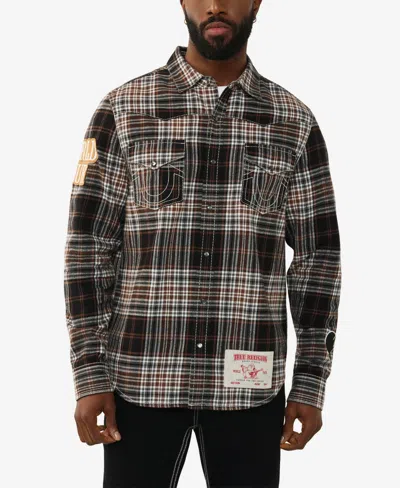 True Religion Men's Plaid Big T Western Shirt In Pattern
