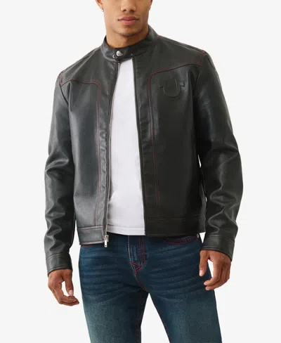 True Religion Men's Pleather Moto Jacket In Black