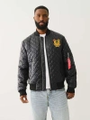 True Religion Men's Quilted Fighter Bomber Jacket In Black
