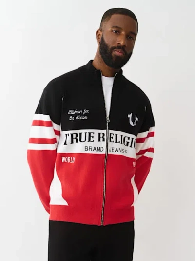 True Religion Men's Racing Raglan Zip Sweater In Black