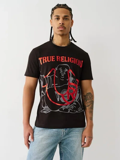 True Religion Men's Registered Horseshoe Metallic Buddha T-shirt In Black