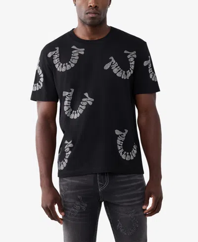 True Religion Wrapped Crystal Logo Graphic T-shirt In Black