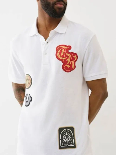 True Religion Men's Relaxed Patch Polo Shirt In White
