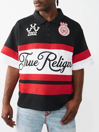 True Religion Men's Relaxed Rugby Polo Shirt In Black