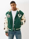 True Religion Men's Retro Wool Varsity Jacket In Green
