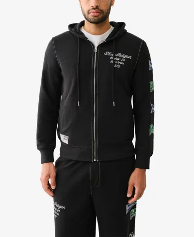 True Religion Men's Reverse Terry Zip Up Hoodie In Jet Black