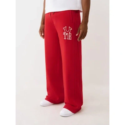 True Religion Men's Ribbed Logo Baggy Sweatpant In Red