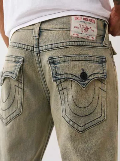 True Religion Men's Ricky Acid Wash Straight Jean 34" In Green