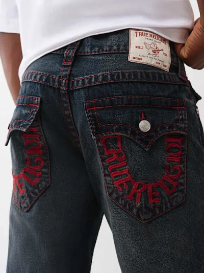 True Religion Men's Ricky Big T Embroidered Horseshoe Straight Jean In Blue