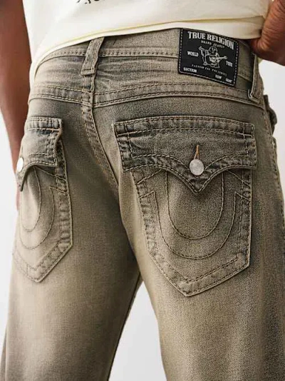 True Religion Men's Ricky Big T Flap Straight Jean 34" In Brown