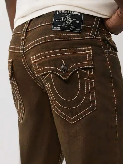 True Religion Men's Ricky Big T Overdyed Straight Jean 34" In Brown