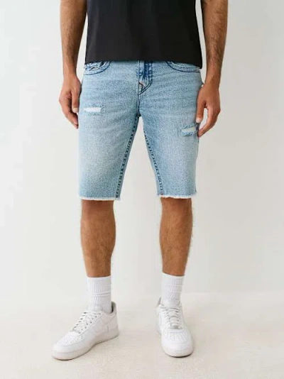 True Religion Men's Ricky Distressed Frayed Short In Blue