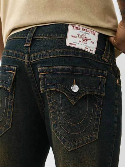 True Religion Men's Ricky Flap Straight Jean 34" In Black