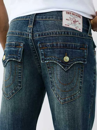 True Religion Men's Ricky Flap Straight Jean 34" In Blue