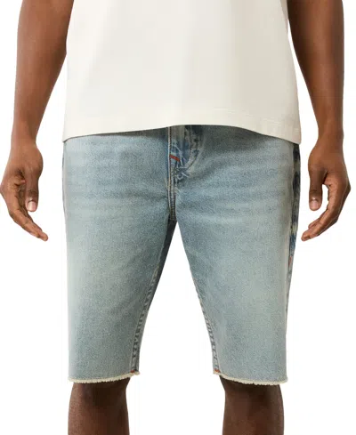 True Religion Men's Ricky Frayed Flap Straight Fit 12" Denim Shorts In Dark Blue