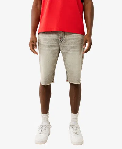 True Religion Men's Ricky Single Needle Flap Fray Hem Shorts In Rebel Trail Gray Wash