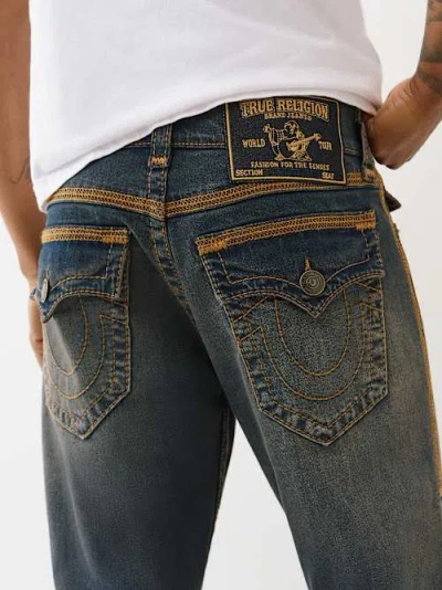 True Religion Men's Ricky Straight Super T Flatlock Jean 34" In Blue