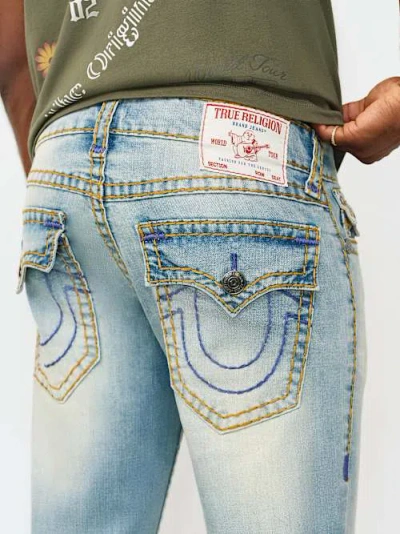 True Religion Men's Ricky Super T Flap Straight Jean 34" In Blue