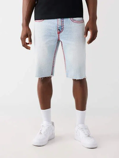 True Religion Men's Ricky Super T Frayed Hem Flap Short In Blue