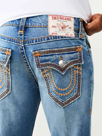 True Religion Men's Ricky Super T Rope Stitch Flap Straight Jean In Blue