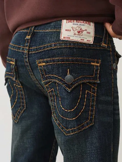 True Religion Men's Ricky Super T Straight Jean 34" In Blue