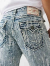 True Religion Men's Ricky Ultra Distressed Rope Stitch Straight Jean In Blue