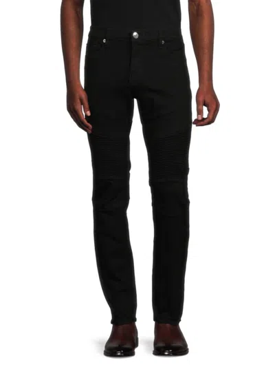 True Religion Men's Rocco Moto High Rise Relaxed Skinny Jeans In Black